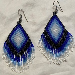*NEW* Hand Beaded Blue Ombre Earrings